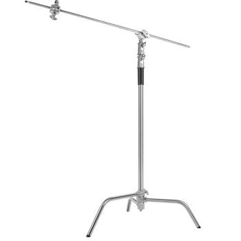 ການຖ່າຍຮູບ C-type magic leg single crossbar 128cm studio stainless steel ceiling light stand accessories support rod large photography light bracket metal cross arm frame thickened magic leg tripod crossbar