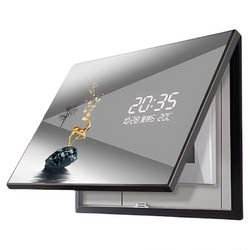 Led Electronic Clock with Decorative Painting for Electric Meter Box, Electric Switch Box Cover, Visible at Night in Dining Room and Living Room, Calendar and Temperature Display Wall Clock