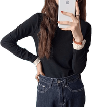 Half turtleneck German velvet lace bottoming shirt for women in autumn and winter plus velvet slim fit inner long-sleeved T-shirt fashionable and versatile top