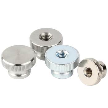 GB807 ໝວກກັນກະທົບມື galvanized nickel plated knurled flat head nut single layer thin head screw cap M3M4M5M6M8M10