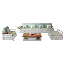 Nanyun Mediterranean solid wood sofa combination modern white American pastoral style small apartment storage living room furniture