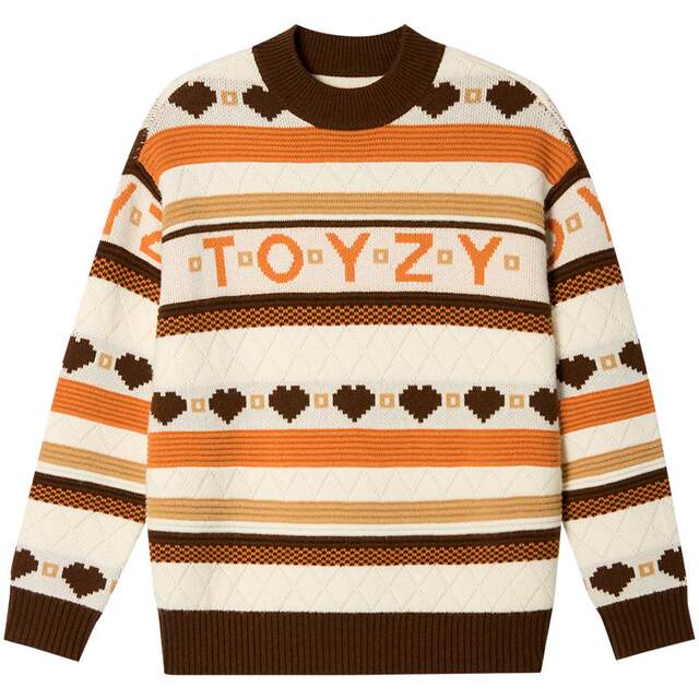 ToyzY wool blend fun jacquard lazy sweater