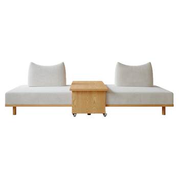 Sipu log cream style solid wood cloth sofa can be detached and washed Sipu log cream style solid wood cloth sofa can be detached and washed