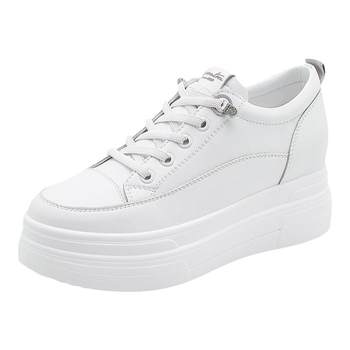 Thick-soled lace-up casual versatile platform white shoes for women