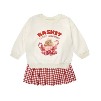 'American Cherry' Retro Plaid Baby Pleated Skirt Spring two-piece Casual Internet Style Girls Summer Suit