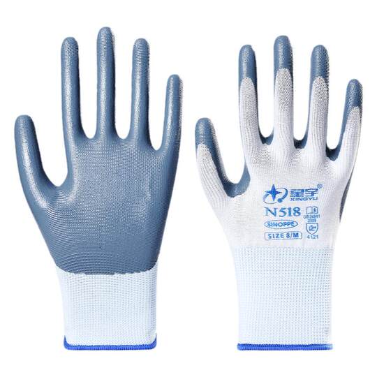 薄款尼龙PU涂指涂掌手套劳保耐磨工作防护防滑带胶打包干活防静电