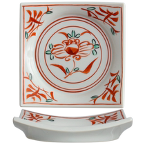 (Self-operated) Mino-yaki Japanese imported red-painted double flower bowls dessert bowls noodle bowls side dishes bowls