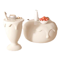 Mengshu Muyu cream style coffee table combination small apartment living room round ice cream minimalist creative high-end light luxury