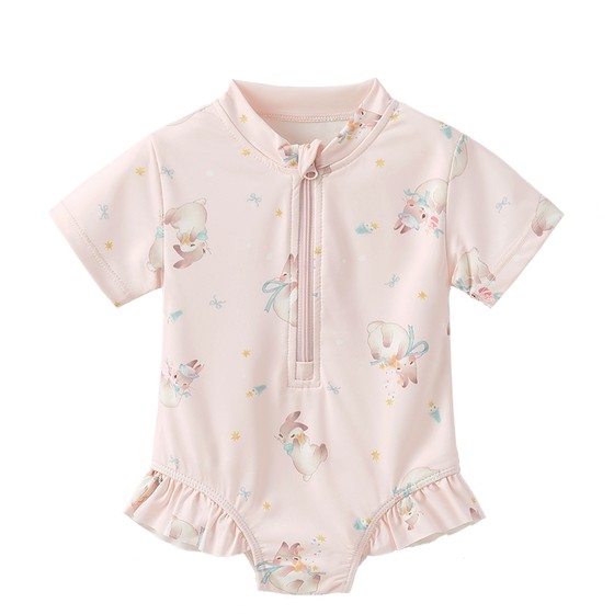 
[Sun protection quick drying] Girls swimsuit Children's cool feeling in summer children's short-sleeved one-piece swimsuit Baby swimsuit Girls' Baby