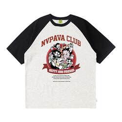 100% pure cotton design Hong Kong chic cartoon raglan short-sleeved t-shirt for women summer fashion brand niche sweet and cool top