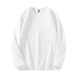 班尼路白色长袖t恤男2025春季纯棉基础款打底衫上衣大码男士体恤