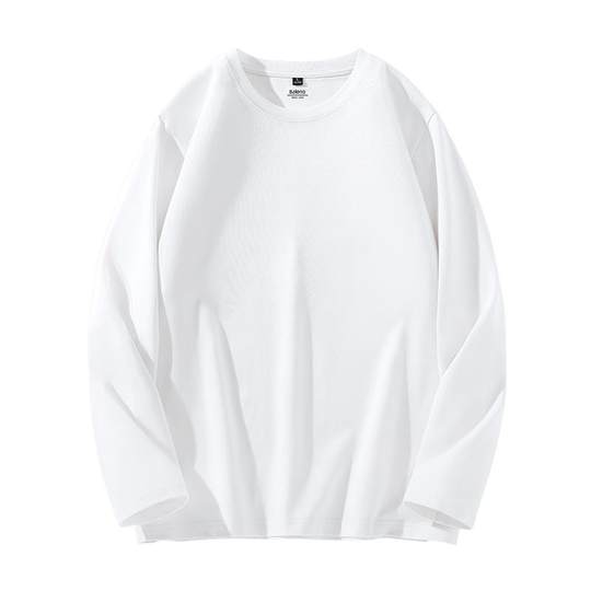 班尼路白色长袖t恤男2025春季纯棉基础款打底衫上衣大码男士体恤