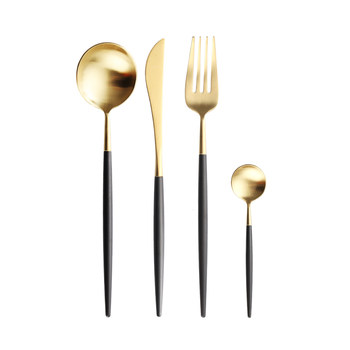 Brushed black golden fork spoon four-piece set of spoon western food knife