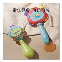 Baby rattle 3 to 6 months old chewable and graspable newborn baby hand-cranked educational childrens wave drum toy