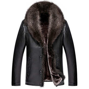 ຂົນຜູ້ຊາຍ raccoon one-piece fur collar Haining ເສື້ອຫນັງແທ້ຂອງຜູ້ຊາຍ lambswool lining fur coat slim jacket