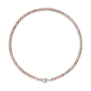 Jingrun pearl manguang 925 silver bright freshwater pearl necklace 5-6mm nearly round versatile pink and purple necklace for women d