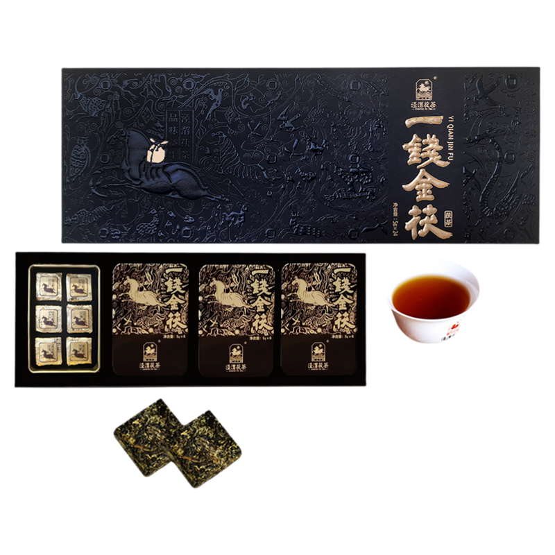 陕西金花茯砖黑茶一钱金茯礼盒装JINGWEI FU TEA茯茶黑茶礼盒特色产品