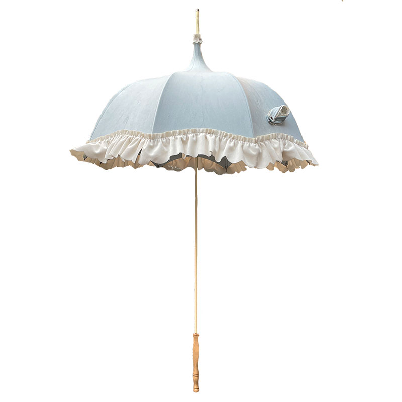 Original Lolita Japanese vintage French tea party blue and white color-blocked pagoda antique umbrella wedding photography prop