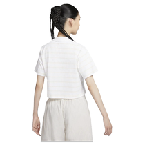 NIKE Womens Striped Short POLO Shirt Lapel Knitted Breathable Sports Short Sleeve HM4649-100