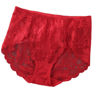新年马年本命年红色内裤女薄款超薄高腰收腹裤衩蕾丝三角短裤裤头