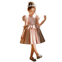 Childrens dress princess dress pink girl host Liuyi performance dress short skirt high-end light luxury summer tutu skirt
