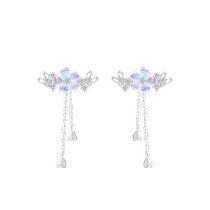 (Self-operated) daisy beauty cherry blossom earrings for women s925 sterling silver moonstone earrings for women