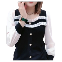 2023 springtime long sleeve undershirt woman big code temperament slim 100 hitch lotus leaf collar outside wearing clothing polo shirt tide