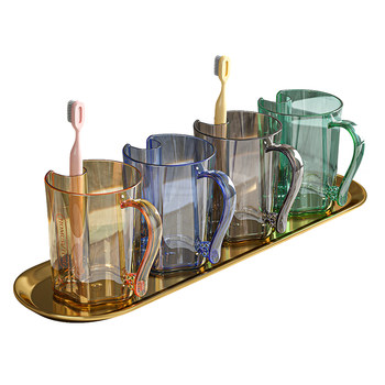 Mouthwash cup with toothbrush drain