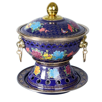 Cloisonne copper hot pot household alcohol stove single small hot pot special pot pure copper old-fashioned one person one pot commercial