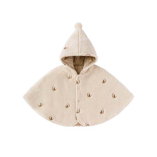 Babylove baby quilted cloak winter thickened warm plus velvet cloak baby going out windproof plush shawl