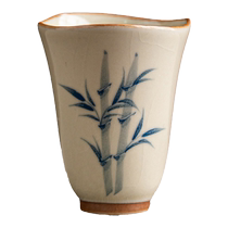 Douhuang Ru kiln smells the fragrance and tastes the tea cup ceramic tea cup household kung fu tea set that can be raised open piece master cup bell cup