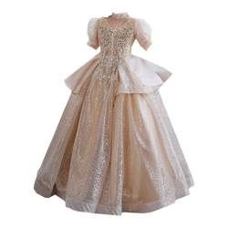 Children's red carpet show hosted evening dresses light luxury high -end high -end piano performance girl birthday princess skirt