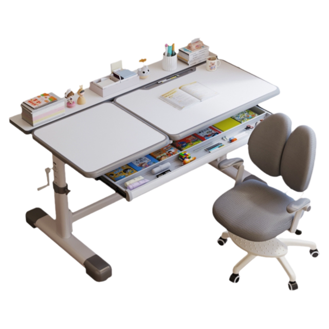 Children's reading desk and chair set multifunctional liftable table