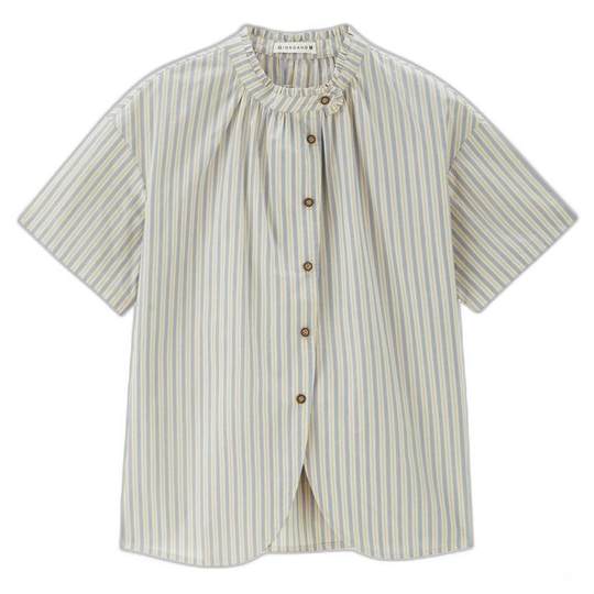 设计师款佐丹奴日系衬衫女夏新款纯棉宽松条纹短袖衬衫女18345206