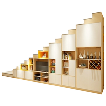 Holike duplex furniture customization Home stair cabinet storage cabinet Corner bookcase staircase decoration