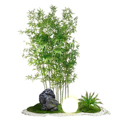 New Chinese-Style Bamboo Landscaping Combination, Simulated Green Plants, Zen-Style Decorative Ornaments, Screen Partitions, High-End Artificial Plants