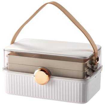 Fashionable and light luxury three-layer carry-on medicine box