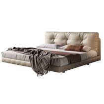 Yiluo Italian light luxury suspended bed fairy bed minimalist leather puff bed master bedroom modern simple soft-packed edge bed