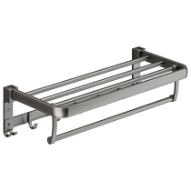 Bathroom punch-free towel rack wall-mounted foldable bathroom towel rod storage rack hook integrated 2200