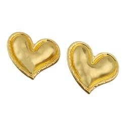 ຕຸ້ມຫູຮັກ Maillard metal matte gold earrings without pierced ears sweet and cool girl asymmetrical heart earrings