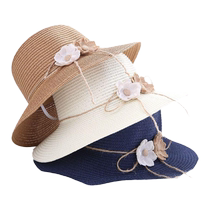 Été femmes nouveau décontracté pliable fleur chapeau de paille niche frais bord de mer chapeau de plage protection solaire parasol chapeau