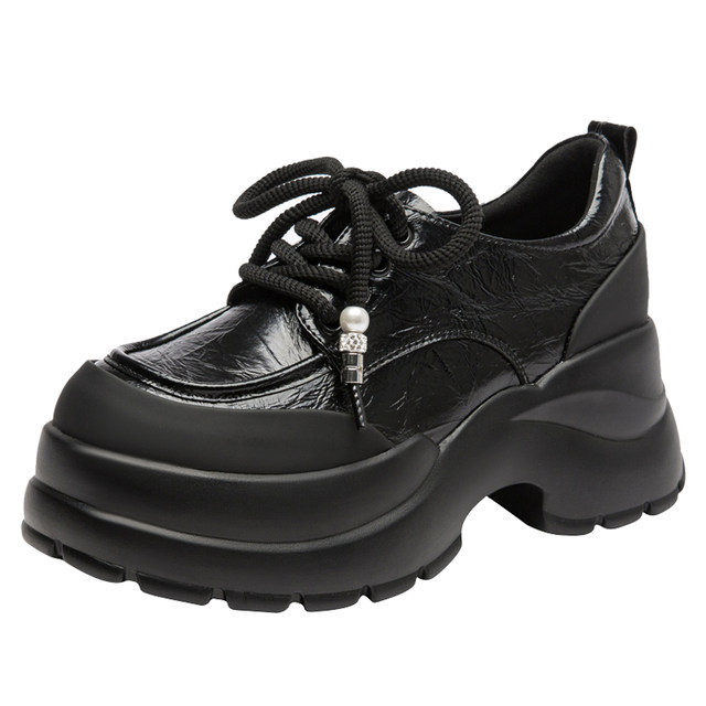 Ritai increased 7CM thick-soled loafers spring and autumn new women's single shoes fashion versatile trendy platform shoes commuting shoes