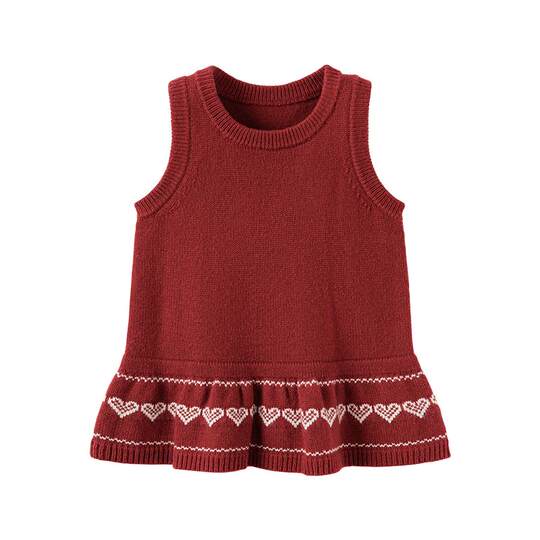 Babylove, vestido para niña, ropa tejida de lana para primavera y otoño, falda versátil a la moda para bebé, cielo estrellado, rojo óxido