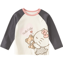 Hello Kitty co-branded David Bella 2024 new autumn clothing girls antibacterial T-shirt childrens cotton bottoming shirt