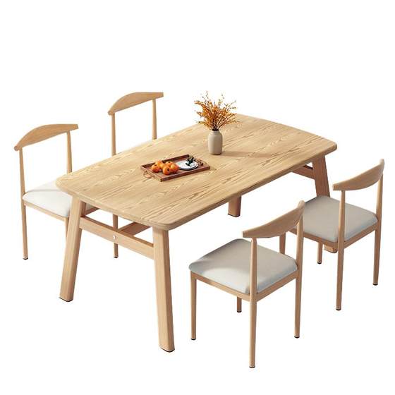 Nordic dining table small apartment household modern simplicity rectangular food table rental house light luxury dining table and chair combination