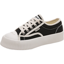 Pull back womens shoes canvas shoes womens spring 2024 new spring thick-soled platform shoes versatile biscuit shoes spring and autumn