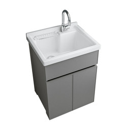 Balcony laundry cabinet combination integrated cabinet ceramic basin small apartment washbasin with washboard bathroom cabinet space aluminum laundry cabinet