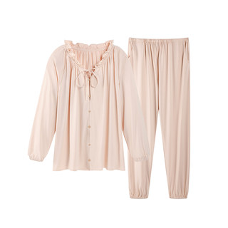 歌美姿莫代尔月子服秋冬产后孕妇产前睡衣套装家居服哺乳长袖花边