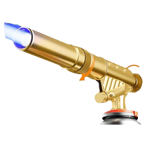 German household flamethrower for roasting meat. Spraygun for burning pig hair. Hand-held cassette gas tank flamethrower for roasting pork skin.