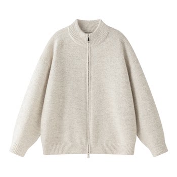 Ancient money style solid color double zipper stand collar sweater for men Ancient money style solid color double zipper stand collar sweater for men